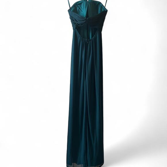 Xscape Teal Beaded Halter Evening Gown – Size 6 - Picture 5 of 8